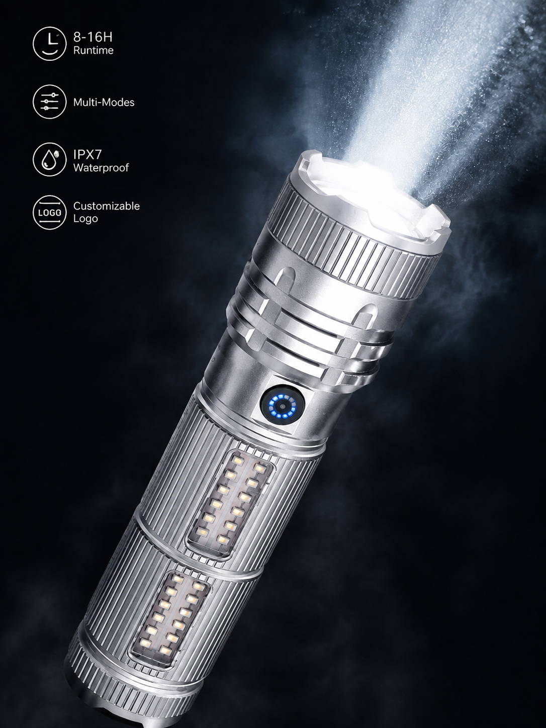 Rechargeable COB Flashlight High Output Dual Side Light for OEM & Wholesale – Black Panda 528 - 图片 4