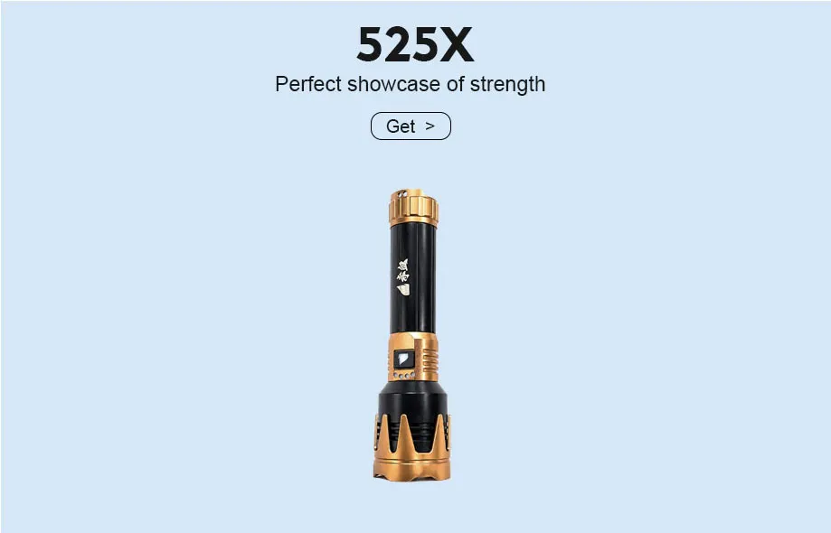 Model black panda 525X tactical portable LED flashlight with reinforced strike bezel